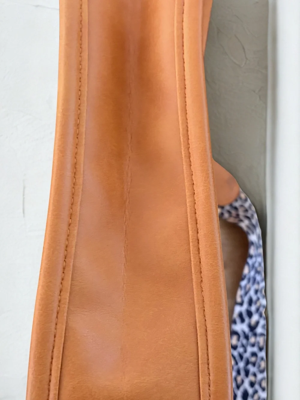Cognac Brown Faux Leather Hobo Bag with Leopard Canvas Guitar Strap